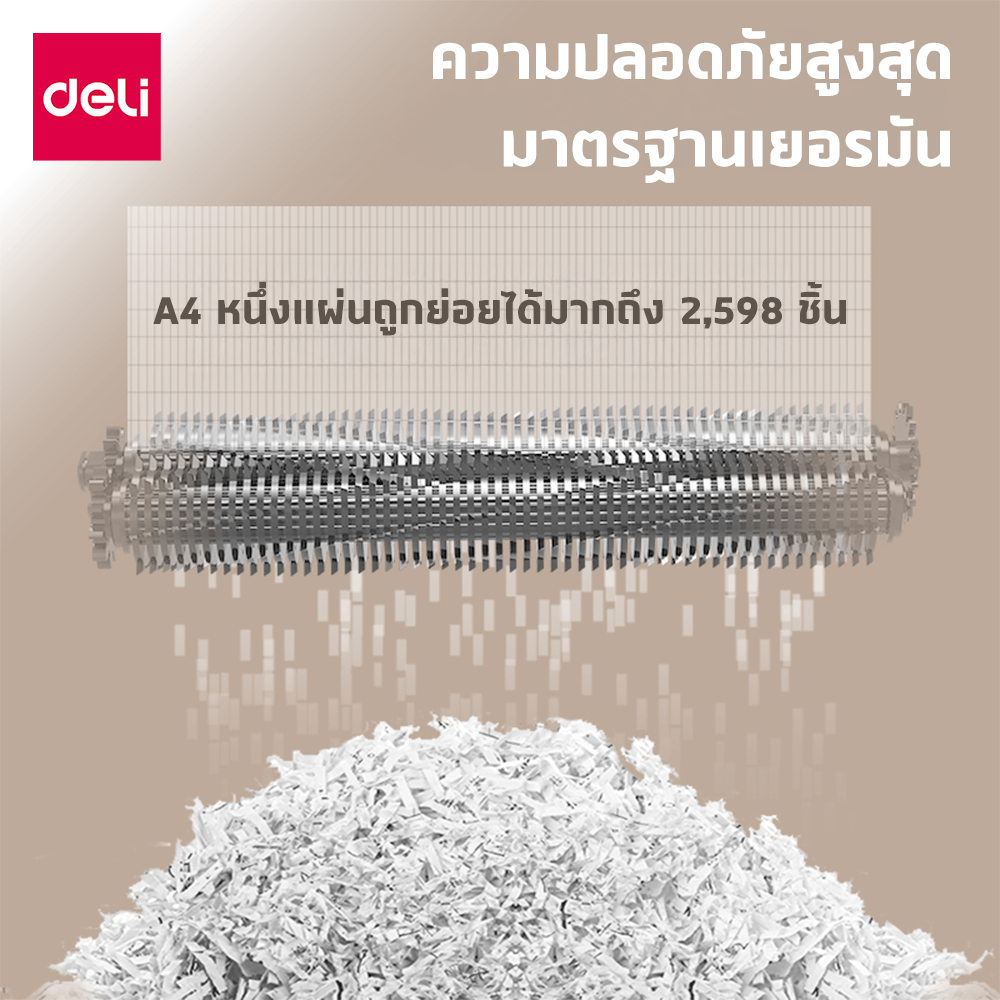 เครื่องทำลายเอกสารอัตโนมัติ DELI GA850-WH-01 25ลิตร สีขาว